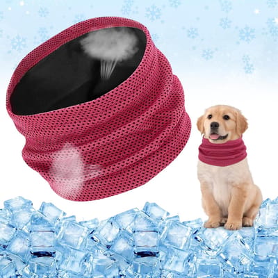 VHV - Koelbandana hond - 2PCS - Koelhalsband hond - Verkoelende bandana - Zelfkoelend - Verstelbaar - Voor de zomer en hitte - Voor honden en puppies - Rozerood - Maat M