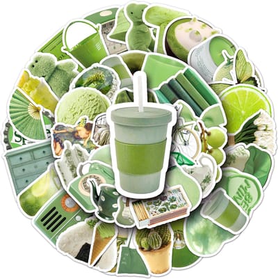 Groene Sticker set - 50 stuks - VSCO aesthetics stickers - 3x4CM klein formaat - Laptopstickers/Telefoonstickers