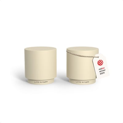 LARS NYSØM Svæve Set Roestvrijstalen Peper- en Zoutstel - Modern Minimalistisch Ontwerp - Eenvoudig Navullen (Almond Beige)