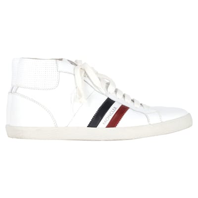 Moncler Monte Carlo Gestreepte Hoge Sneakers in Witte Leer