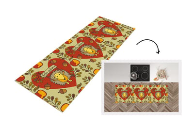 Keukenloper - Loper keuken - Egel - Herfst - Seizoenen - Kind - Design - 180x60 cm - Keukenloper vinyl