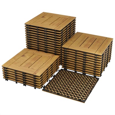 Terrastegels Acaciahout 30x30 cm - Waterdicht Antislip Kliksysteem - voor balkon en tuin - Donkere Houtkleur 33-delig