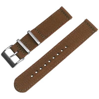 Canvas Like Nylon Two Piece NATO Strap - Makkelijk Zelf te Verwisselen Horlogeband - Bruin 20mm