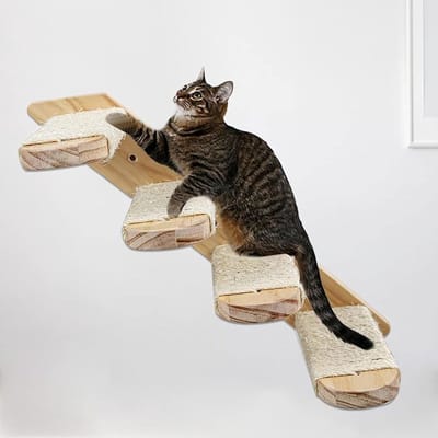 Houten Kattenplanken en Wandplanken voor Katten, Klimmateriaal en Krabpads voor Wandmontage, Ideaal voor Kattenvermaak en Ruimtebesparing