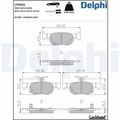 Remblokset DELPHI LP3633, achter