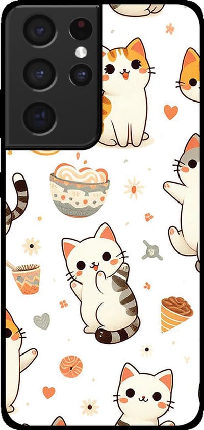 Smartphonica Telefoonhoesje voor Samsung Galaxy S21 Ultra met katten opdruk - TPU backcover case katten design geschikt voor Samsung Galaxy S21 Ultra