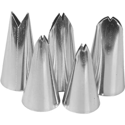 5 stuks Roestvrij Staal Spuitmondjes Voor Glazuur Crème Bladeren Strikken Taart Decoratie Patisserie Tips Keukengadgets gray