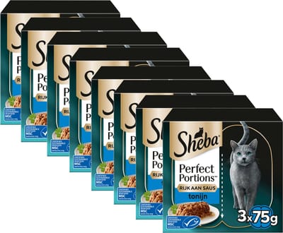 Sheba Kattenvoer - Perfect Portions - Natvoer - Tonijn in Saus - 24 x 75gr