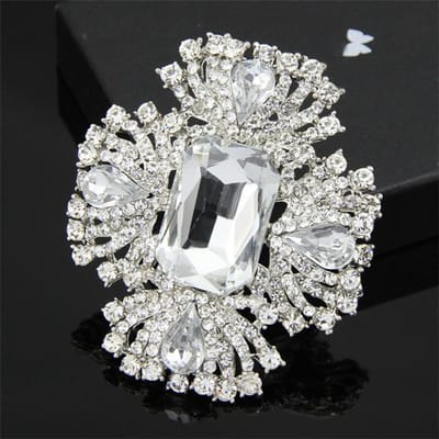 Heren Mode Luxe Broche Strass Broche Speld Bruidsjurk Stropdas Accessoires white