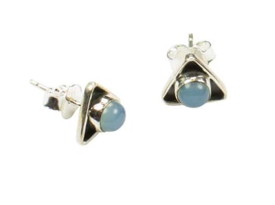 Zilveren knop oorbellen Chalcedoon 925 zilver