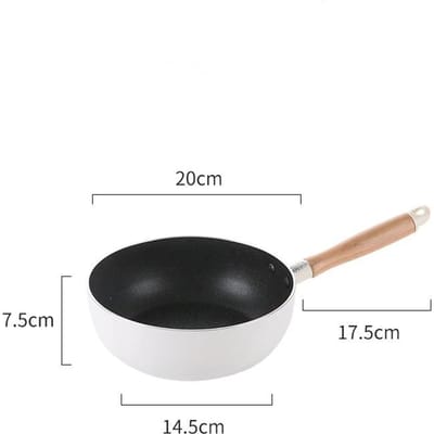 Poêle wok antiadhésive avec manche en bois, pour cuisinière à induction, cuisinière à gaz, casserole, poêle à steak, crêpes, ustensiles de cuisine black