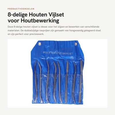 Solidchoice- Vijlset 8-delig - Dubbelzijdige Raspvijlen - Houten Bewerking - Gelegeerd Staal - 20,3 cm - Multifunctionele Toepassing - Vijlen