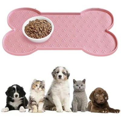 Hondenvoer Mat Anti-Slip Silicone Dikkere Huisdier Placemat Waterdichte Voerbak Pad Met Opstaande Rand Puppy Voermatten roze
