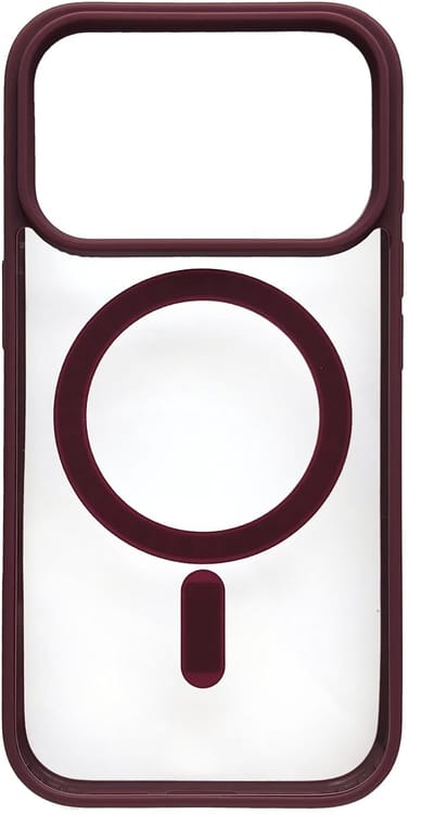 Hoesje Geschikt voor Apple iPhone 17 Pro - Burgundy - Casemania Magnetisch Bumper Back Cover Geschikt voor MagSafe - Zachte TPU Rand en Krasbestendige Transparante Achterkant Back Cover