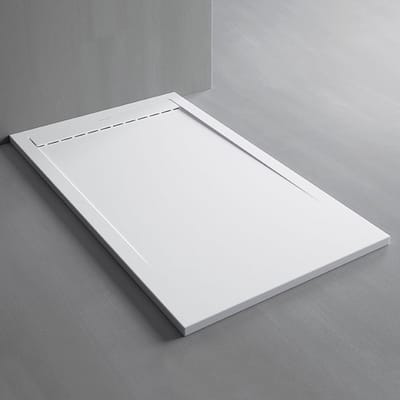ZIMMER Douchebak SMART 120x90 cm Wit – Composiet met Antislip – Extra Plat 3 cm – Leisteenstructuur – Incl. Sifon