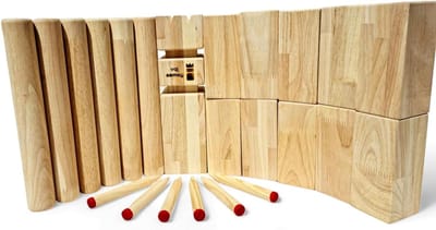 Kubb Spel - Buiten spel - Familie spel - Rubberen boom - XL formaat - Houtkleurig