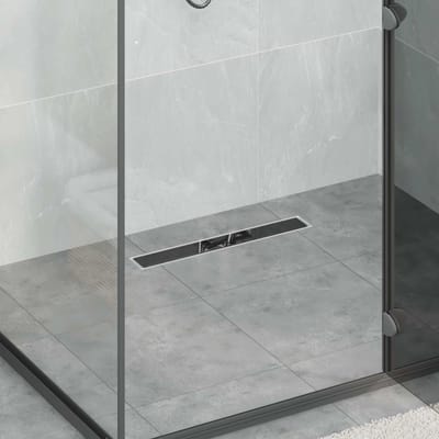 vidaXL - Doucheafvoer - glazen - dekking - met - 360° - sifon - Zwart - 50 - cm