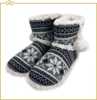 ATTREZZO® Pantoffels Dames - Noors motief - Maat 37/38 - Zwart - Heerlijk warm!