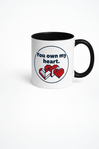 Romantische Mok "You Own My Heart" met Unieke Geometrische Harten | Liefdes Verklaring Cadeau
