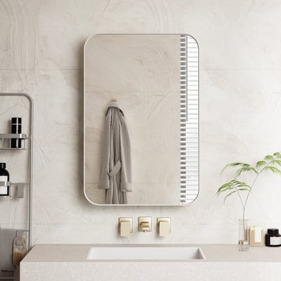 MODENUIT Spiegelkast - Rechthoekig Met Opbergruimte En Verstelbare Planken - Voor Badkamer - Metaal Glas - Wit