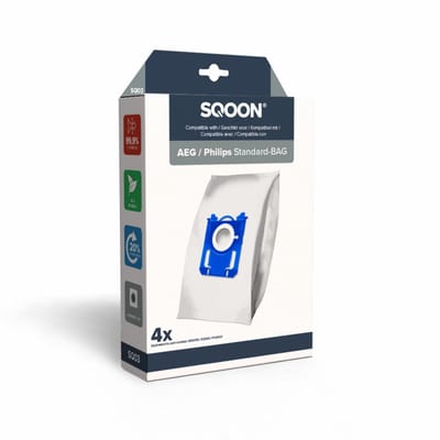 SQOON® Stofzuigerzakken - Geschikt voor AEG (VX8.2 Silence, VX7, VX6, GR201S, GR201M), Philips (3000 Series, Power Go, Performer) en Electrolux (Standard Bag, XXL130, Ergospace) - Hoogwaardige Kwaliteit! - 4 stuks
