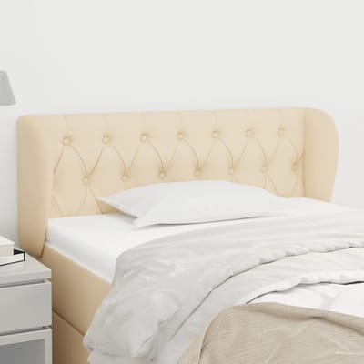 vidaXL - Hoofdbord - met - randen - 103x23x78/88 - cm - stof - crèmekleurig