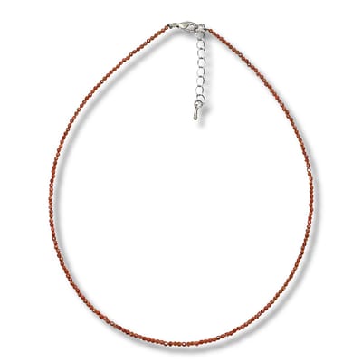 Collier - zonnesteen natuursteen - 38 + 5 cm goudkleurig verlengkettinkje - 2 mm dik