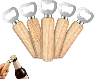 Set van 5 Natuurlijke Flessenopeners - Draagbare Flesopener voor Bier, Cadeau voor Mannen, Persoonlijk en Handig