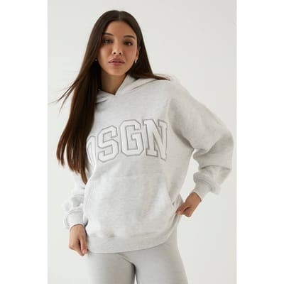 Dames Dsgn Studio Collegiate Applicatie Oversized Hoodie | Asgrijs | Maat: Medium