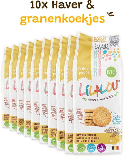 10x LilaLou Haver & granenkoekjes - Bio, vegan, lactose free & less sugars
