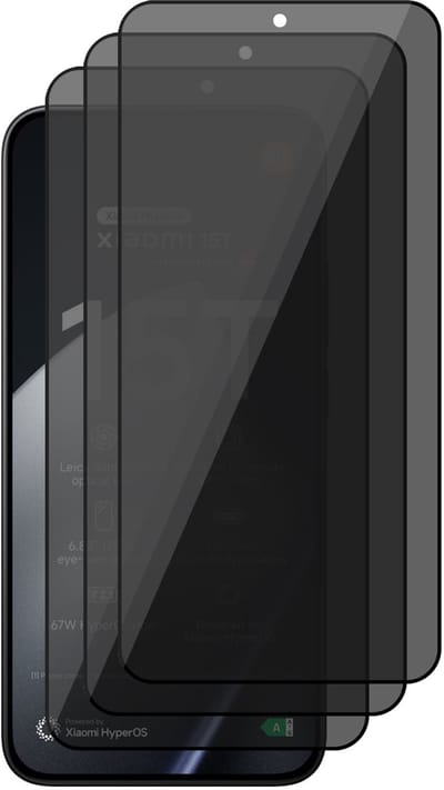 Privacy Screenprotector geschikt voor Xiaomi 15T / 15T Pro - 3x Volledig Dekkend Glas Screen Protector