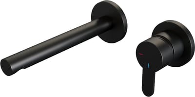 Brauer Black Edition Wastafelmengkraan inbouw - rechte uitloop links - hendel plat smal - model D 1 - mat zwart