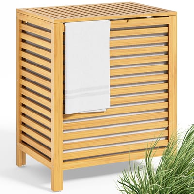 Casaria Wasmand - met Deksel 70L Wasbox met Uitneembare Waszak - Bamboe