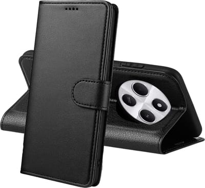 Hoesje Portemonnee voor Xiaomi Poco C75 Zwarte portemonnee met magnetische klep en kaartopslag