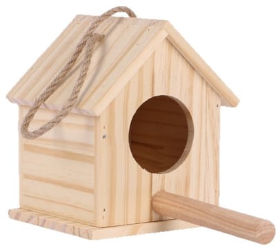Houten Vogelhuisje - Nestkastje - Houten Vogelnest - Rustplaats voor Volièrevogels - Kweekkastje voor Kleine Vogels - Verblijf voor Kleine Vogels - 12 x 12 x 15,5 cm - S