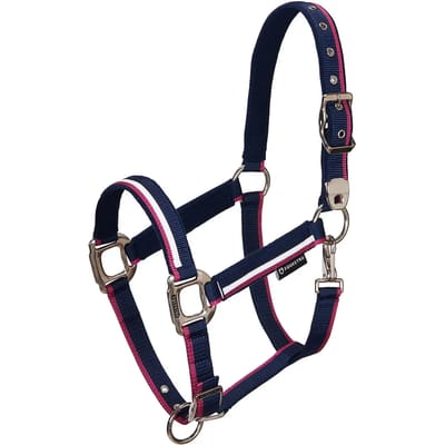 Hoofdstel voor paard met fleecevoering en musketon Equestro White Trim