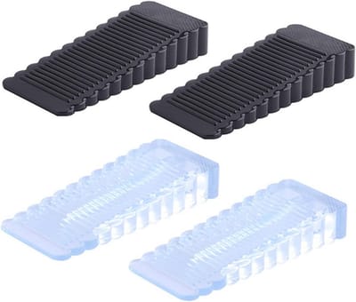 4-delige Verstelbare Rubberen Deurstopper Set - Antislip Deurwiggen voor Kinderkamer, Woonkamer en Balkon (Zwart en Transparant)