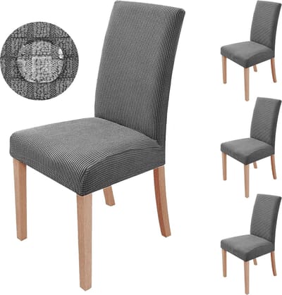 Stoelhoezen set van 4 elastische stoelhoezen voor eetkamerstoelen schommelstoelen bescherming stoelhoezen wasbare stretch hoes voor keuken bruiloft kantoor banketten feesten hotel (grijs)