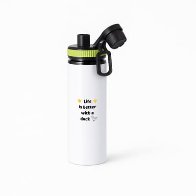 Hacebo® - life is better with a duck waterfles met draaidop groen - Eend - eenden liefhebbers - verjaardag - cadeau - kado - geschenk - water fles - 850ML