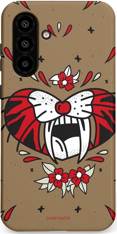 Casetastic hoesje geschikt voor Samsung Galaxy A36 / Samsung Galaxy A56 - Dubbellaagse bescherming - Wilde kracht - Fashion Case - Taupe Donkergrijs Bordeaux