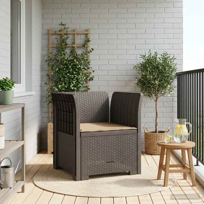 vidaXL - Eén-zits - Fauteuil - met - Kussen - Rieten - Look - PP - Lichtgrijs