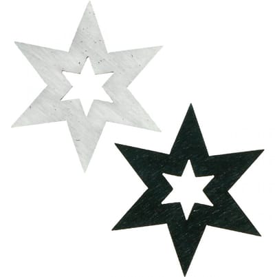 Houten sterrendecoratie Strooidecoratie Kerstmis Zwart H4cm 72 st, 72