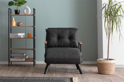 Asir - Bankbed/Slaapbank – 1-zits – Donkergrijs - 60 x 50 x 85 cm