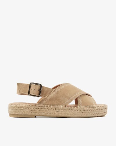 VIA VAI Mondi Sun Espadrilles Dames - Suède - Beige - Maat 37