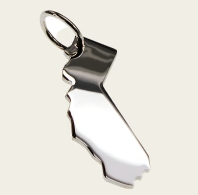Zilveren Landkaart Californië ketting hanger