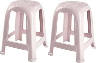 Forte Plastics Keukenkrukje/opstapje - 2x - Handy Step - roze - kunststof - 37 x 37 x 46 cm