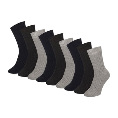 Noorse Wollen Werksokken - Badstof Zool - 9-Pack - Multi color / 46/48