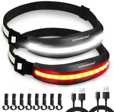 DARKBEAM Oplaadbare LED Hoofdlamp COB met Rood Licht – USB-C Super Helder en Lichtgewicht (2 Stuks)