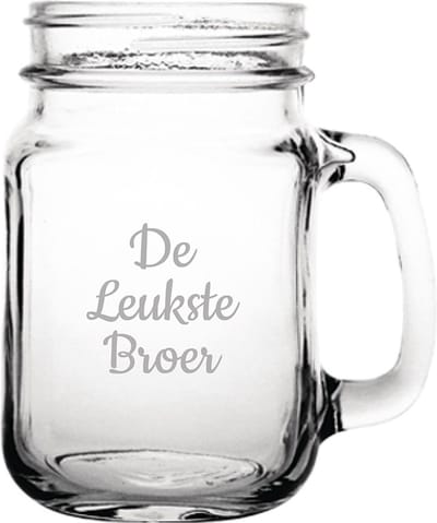Gegraveerde Drinkglas 45cl De Leukste Broer
