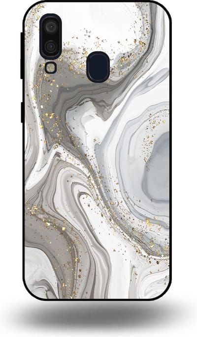 Smartphonica Telefoonhoesje geschikt voor Samsung Galaxy A40 met marmer opdruk - TPU backcover case marble design - Zilver geschikt voor Samsung Galaxy A40